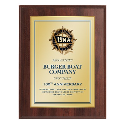 4.25" x 6" Cherry Finish Plaque w/ Full Color Sublimated Imprint and Back Plate